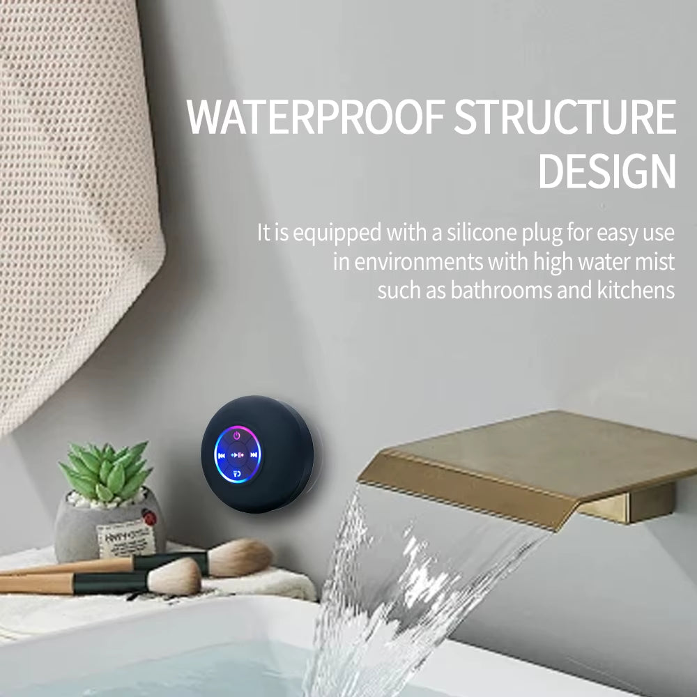 Experience Music Anywhere with Our IPX4 Waterproof Bluetooth Speaker - Colorful LED Light & Suction Cup Design for Ultimate Convenience!